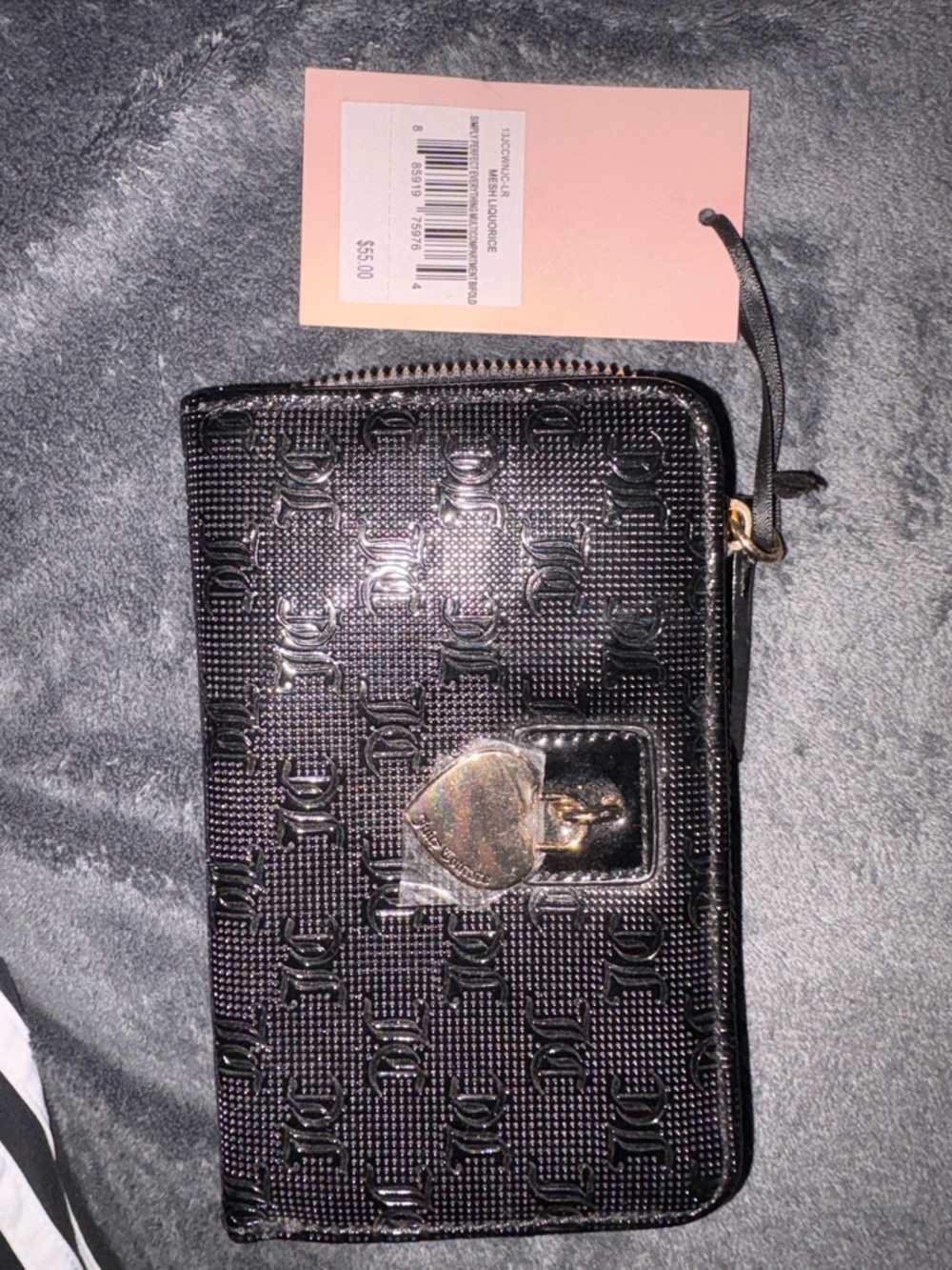 Juicy Couture Blush Pink Trifold Wallet with Gold Logo